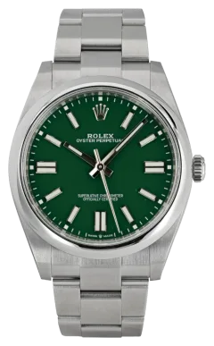 Rolex Oyster Perpetual 41 124300 — vue de face sur fond blanc